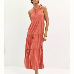 Anthropologie Cloth & Stone Tiered Halter Midi Dress Size XS